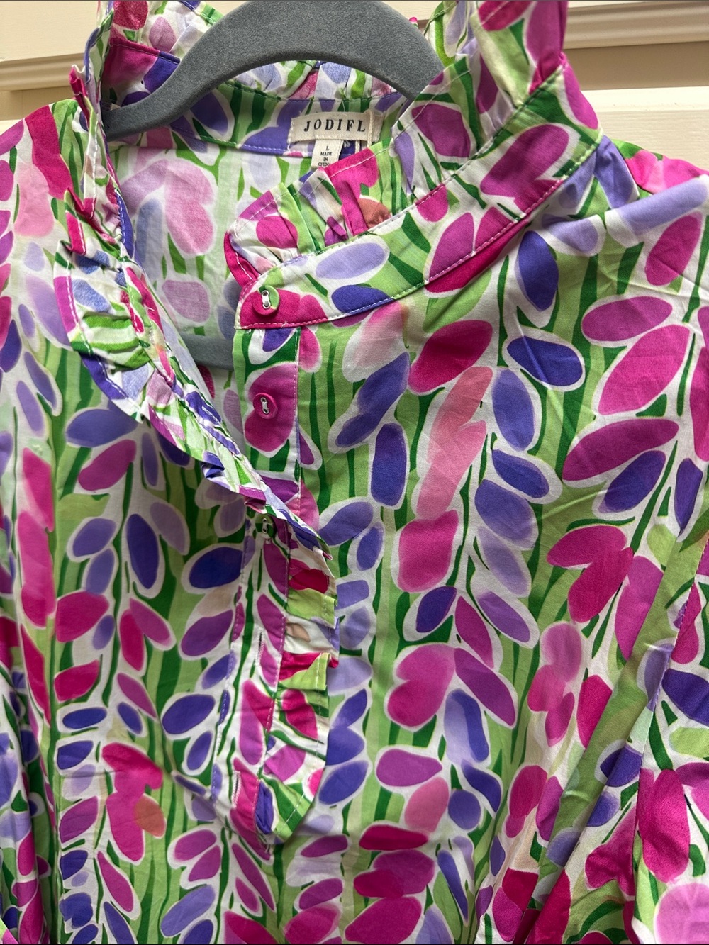 JODIFL Pink Purple Green Floral Print Belted Dress - Picture 3 of 8